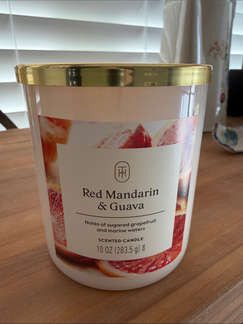 Threshold Red Mandarin & Guava Candle - White and Gold